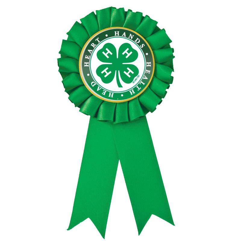 4H GREEN MYLAR INS ROSETTE