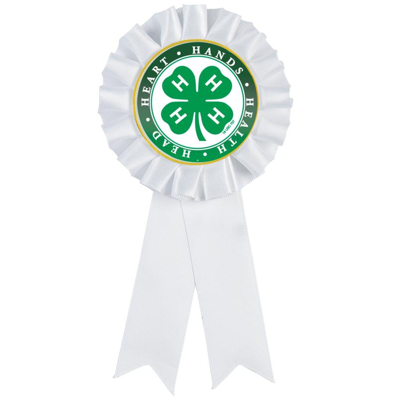4H WHITE MYLAR INS ROSETTE