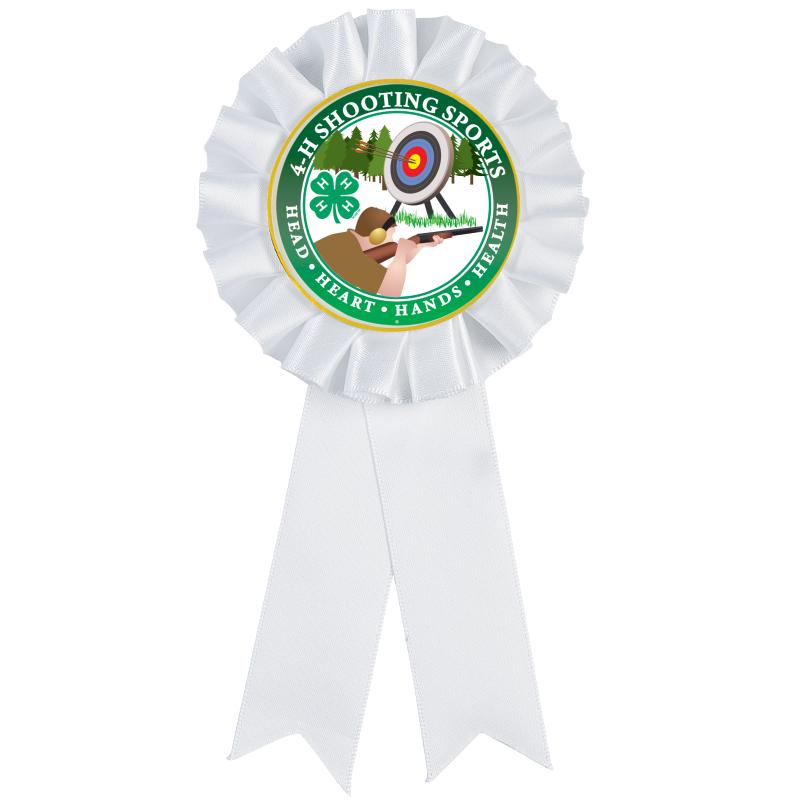 4H WHITE MYLAR INS ROSETTE