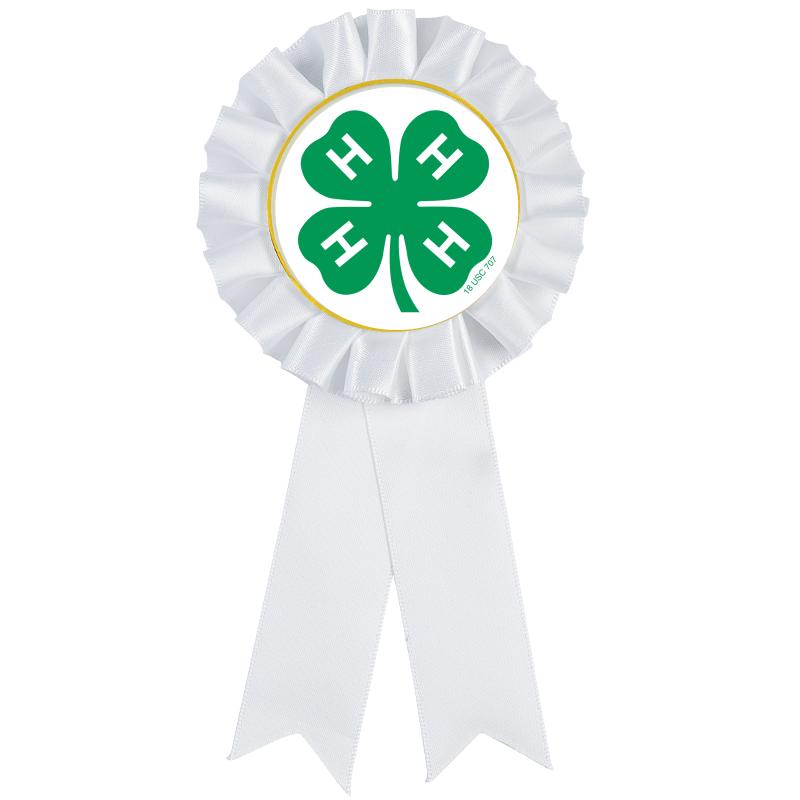 4H WHITE MYLAR INS ROSETTE