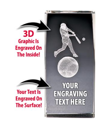 USA Softball Baseball Crystal 3D Laser Cut Trophy