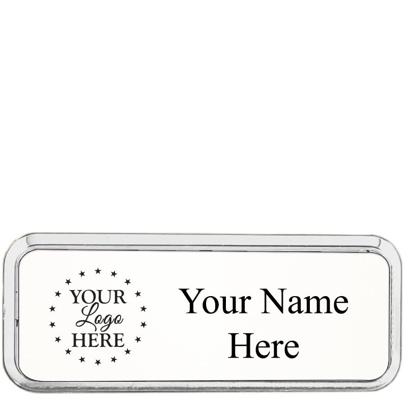 3X1 ROUNDED BADGE SLVR FRM