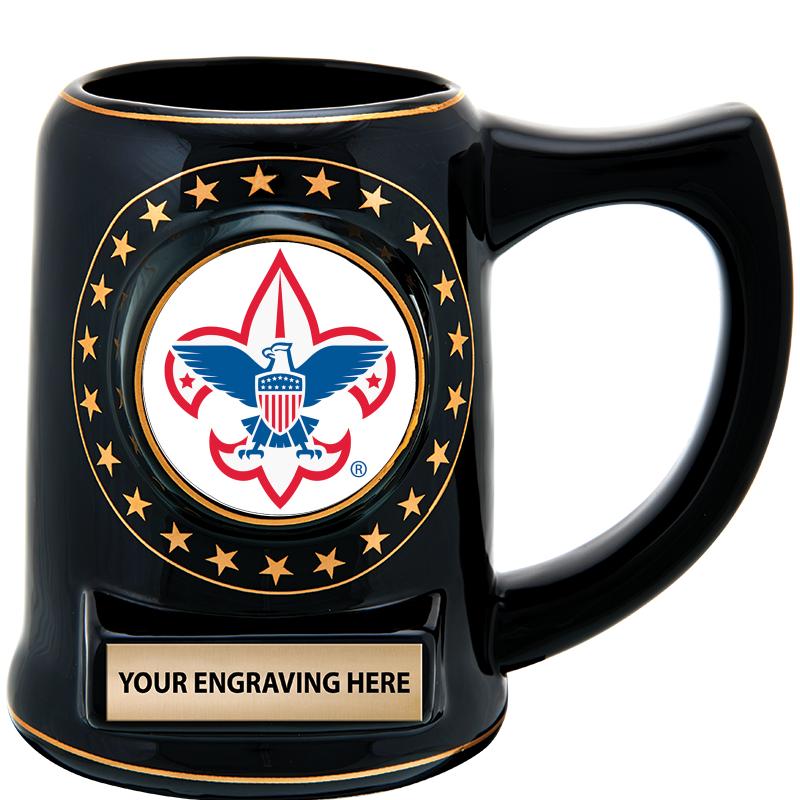 5 1/4" STAR CERAMIC BLACK MUG