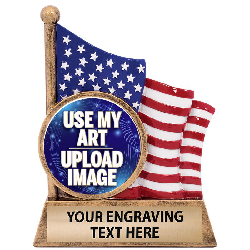 5" AMERICAN FLAG CUS INS SCULP