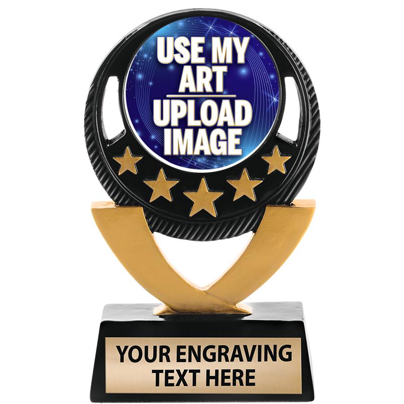 5"FIVE STAR BLK-GLD INS SCULP