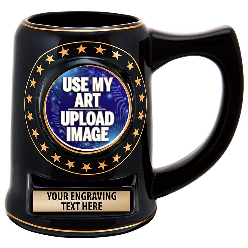 5 1/4" STAR CERAMIC BLACK MUG