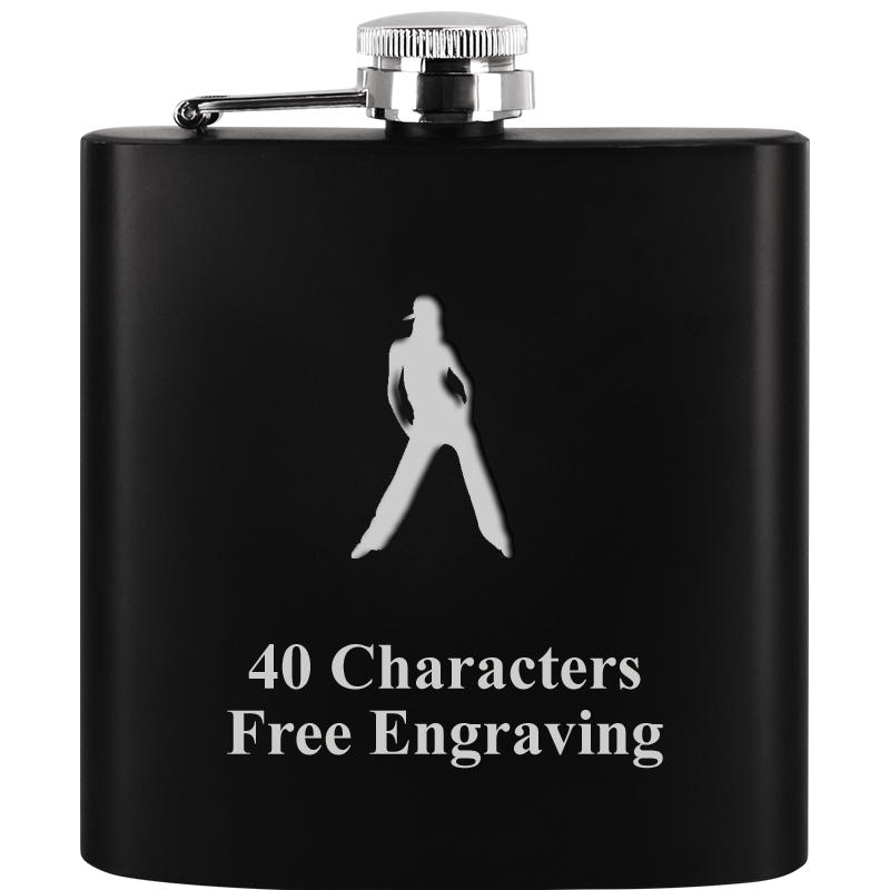 6OZ BLCK STAINLESS STEEL FLASK