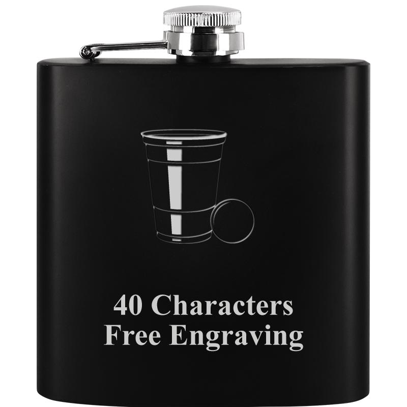 6OZ BLCK STAINLESS STEEL FLASK
