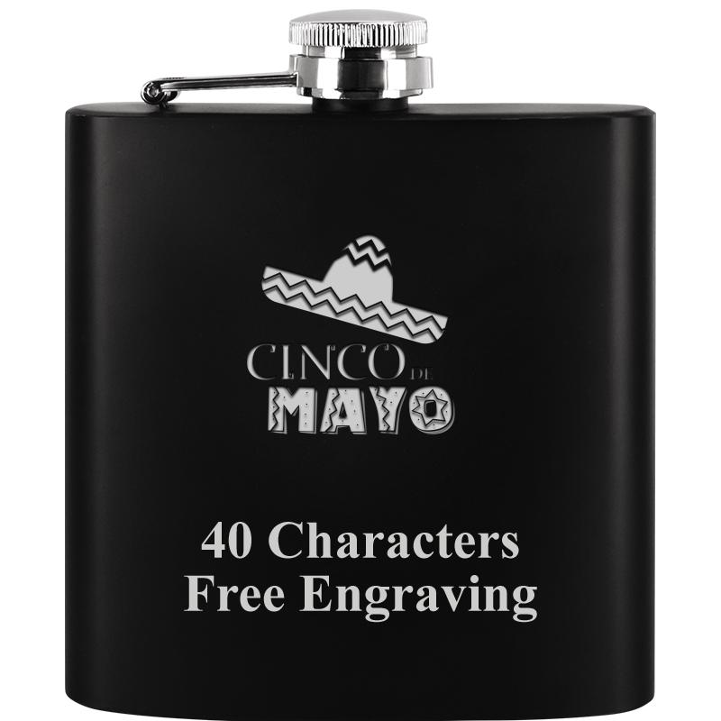 6OZ BLCK STAINLESS STEEL FLASK