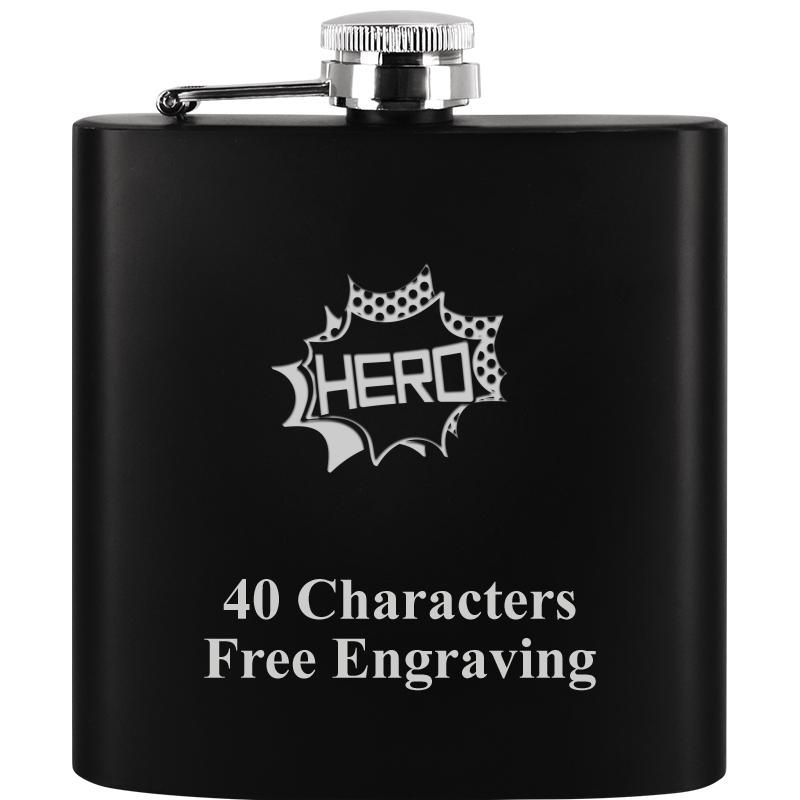 6OZ BLCK STAINLESS STEEL FLASK