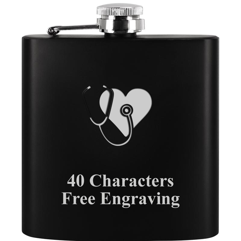 6OZ BLCK STAINLESS STEEL FLASK