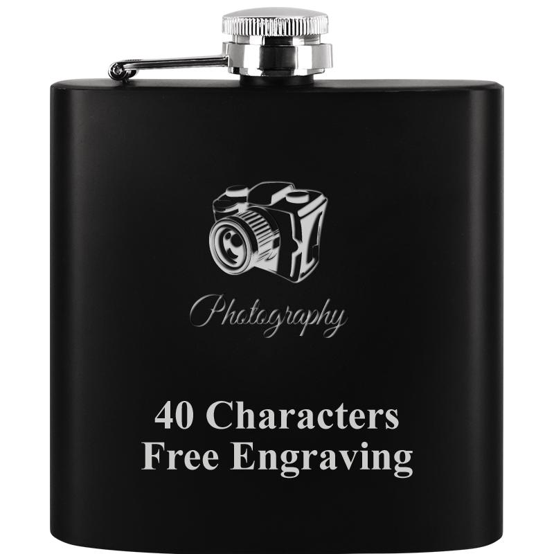 6OZ BLCK STAINLESS STEEL FLASK