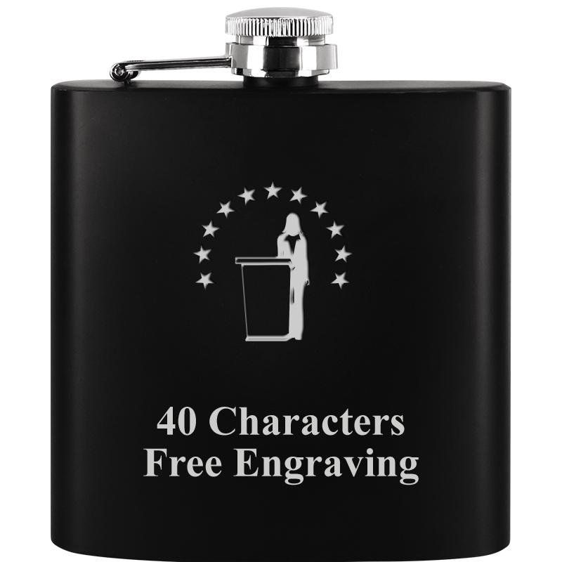 6OZ BLCK STAINLESS STEEL FLASK
