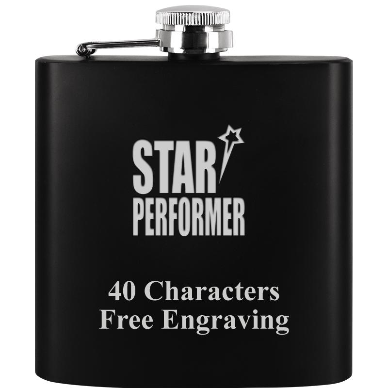 6OZ BLCK STAINLESS STEEL FLASK