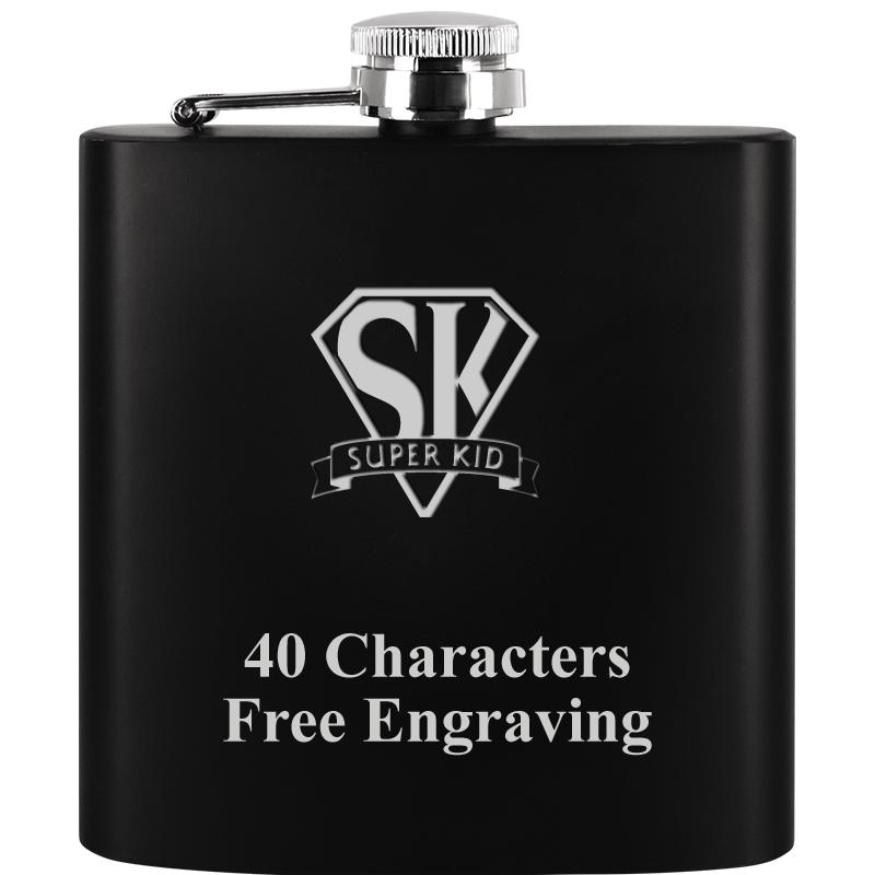 6OZ BLCK STAINLESS STEEL FLASK