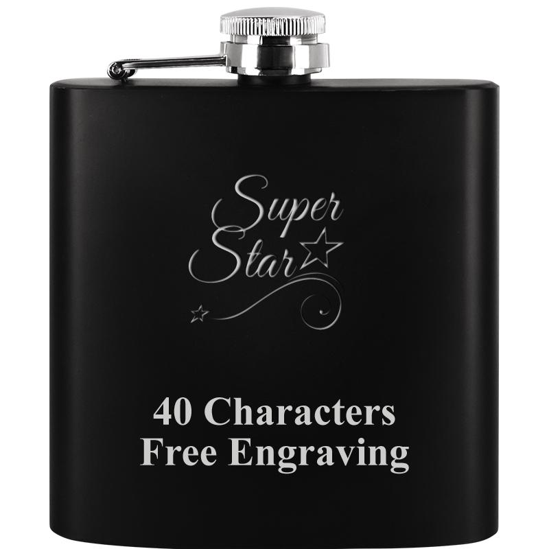 6OZ BLCK STAINLESS STEEL FLASK