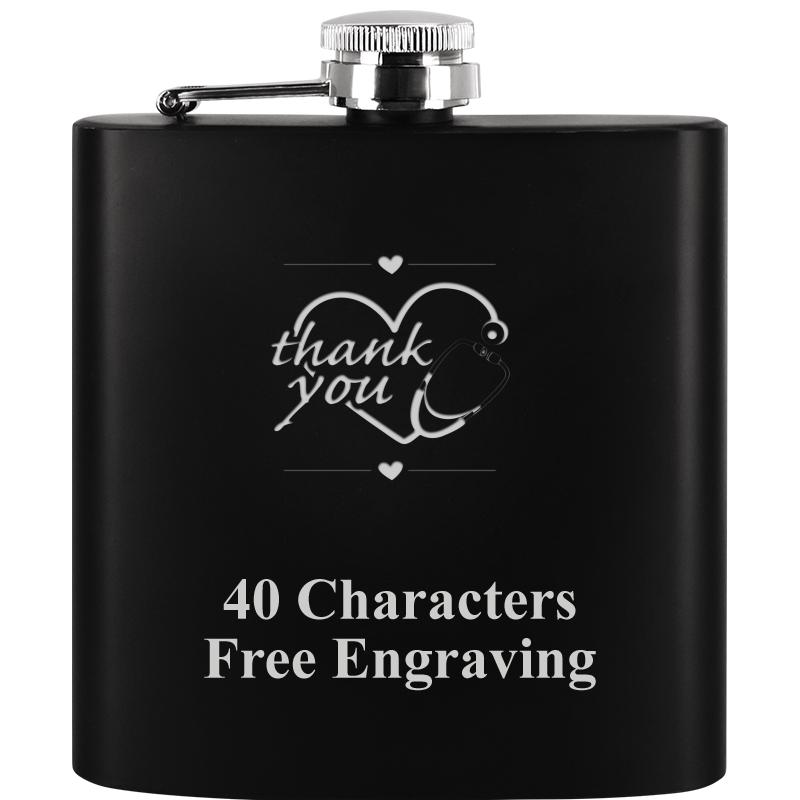 6OZ BLCK STAINLESS STEEL FLASK