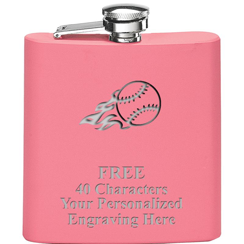 6OZ PINK STAINLESS STEEL FLASK