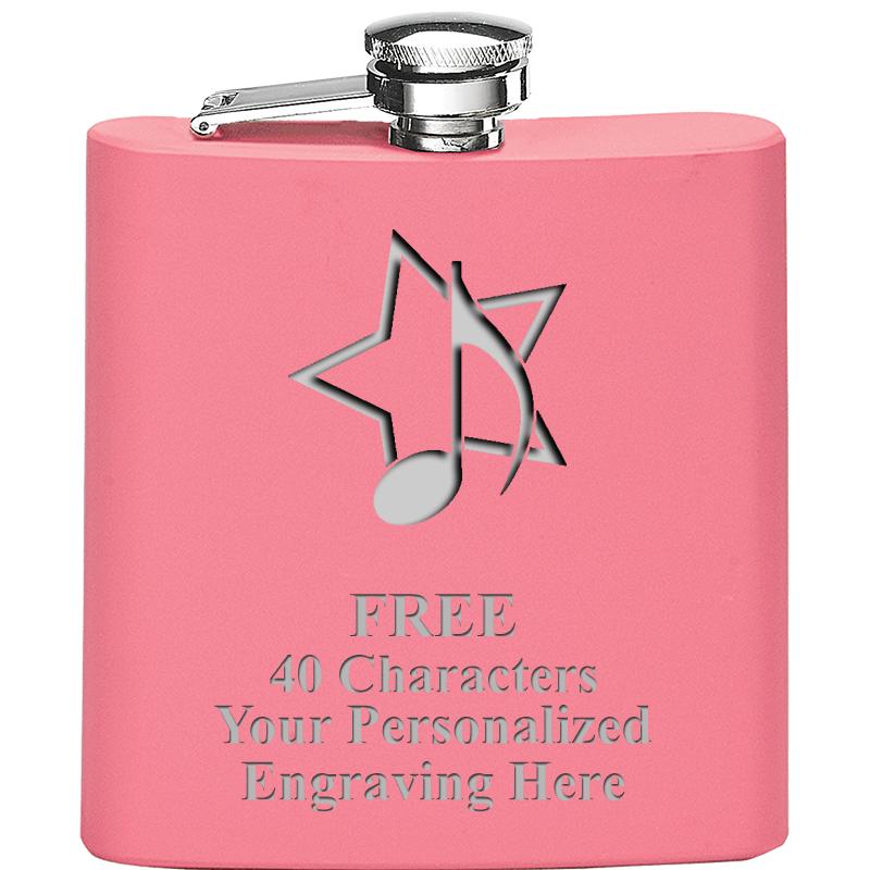 6OZ PINK STAINLESS STEEL FLASK