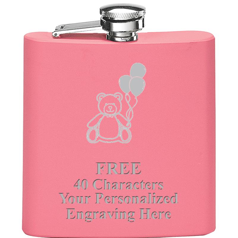 6OZ PINK STAINLESS STEEL FLASK