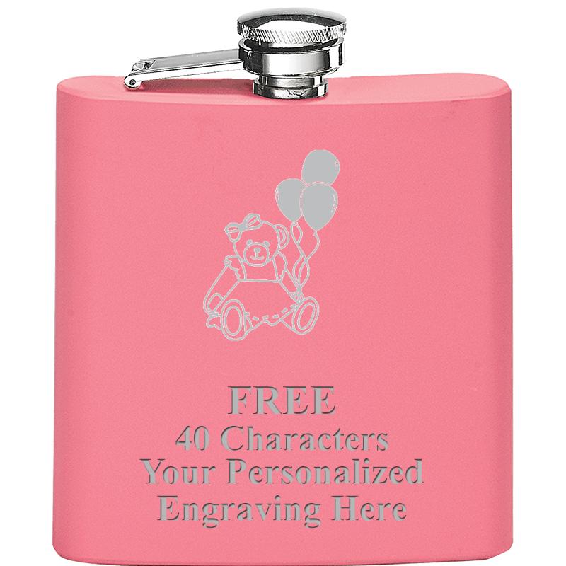 6OZ PINK STAINLESS STEEL FLASK