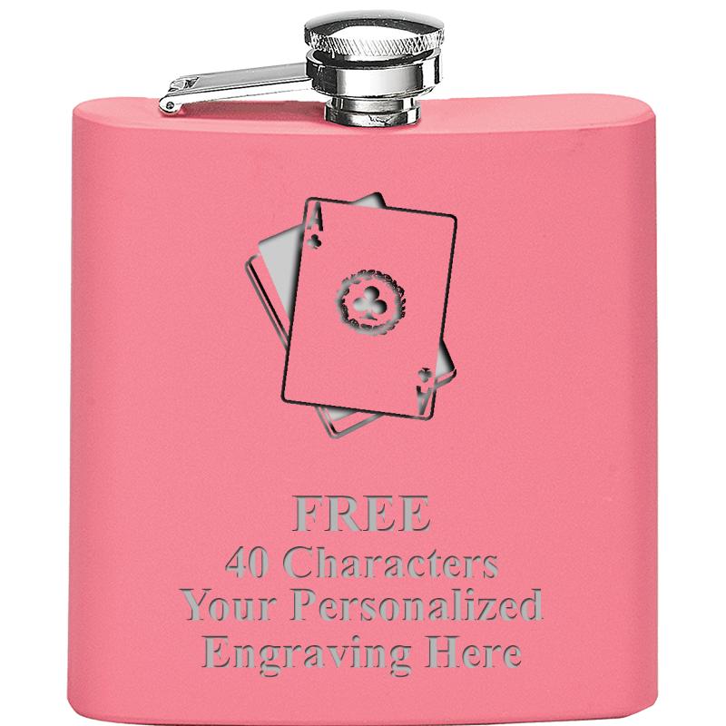 6OZ PINK STAINLESS STEEL FLASK