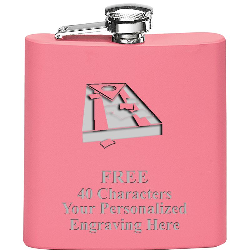 6OZ PINK STAINLESS STEEL FLASK