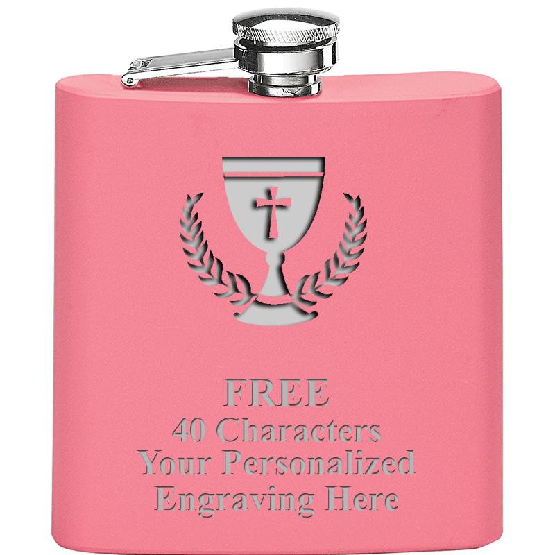 6OZ PINK STAINLESS STEEL FLASK