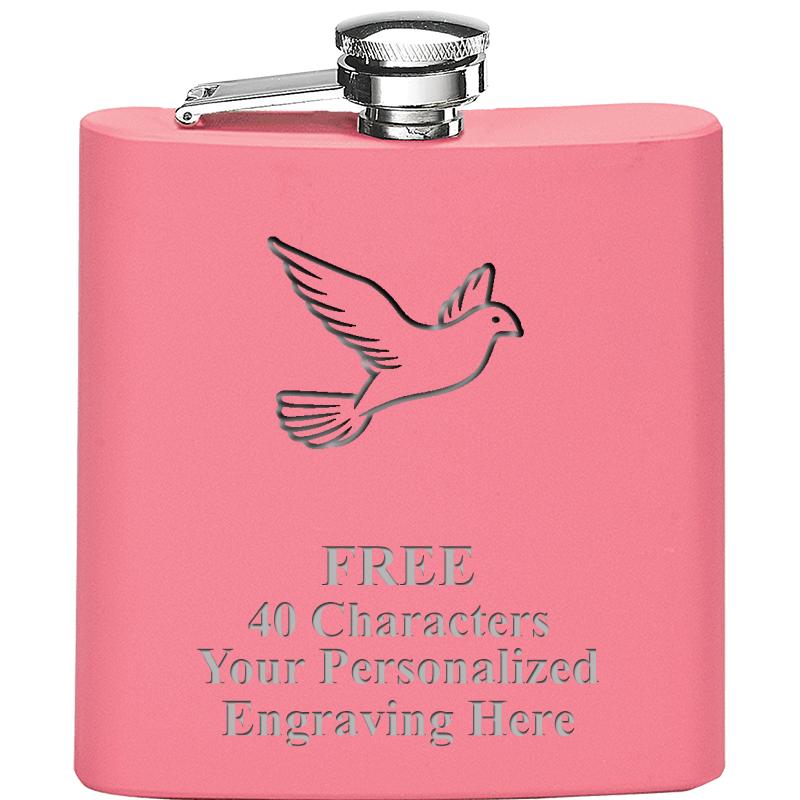 6OZ PINK STAINLESS STEEL FLASK