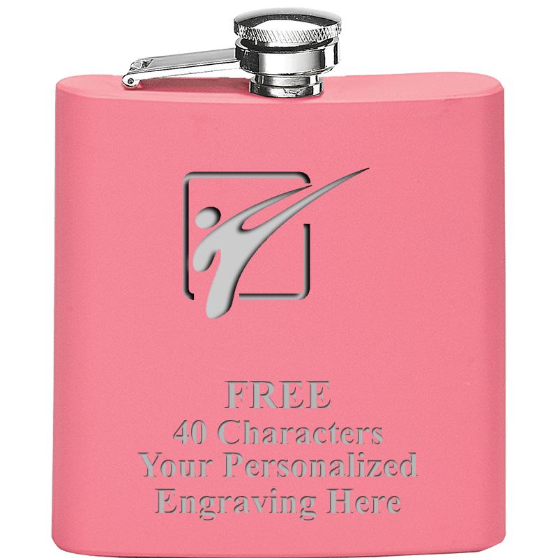 6OZ PINK STAINLESS STEEL FLASK
