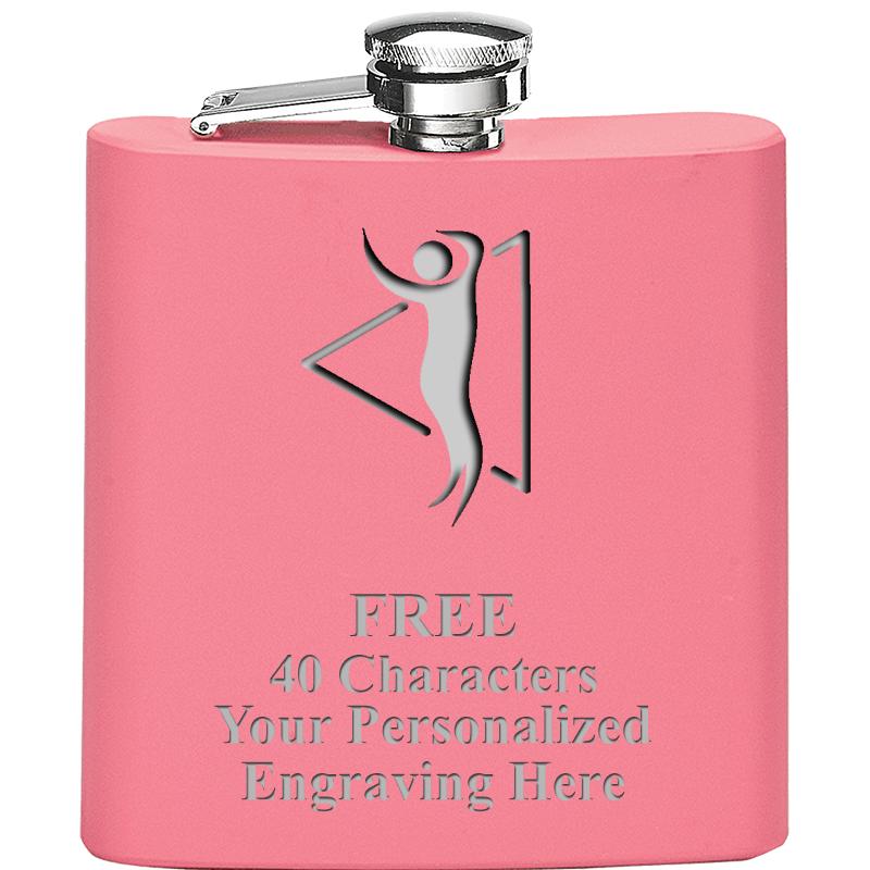 6OZ PINK STAINLESS STEEL FLASK
