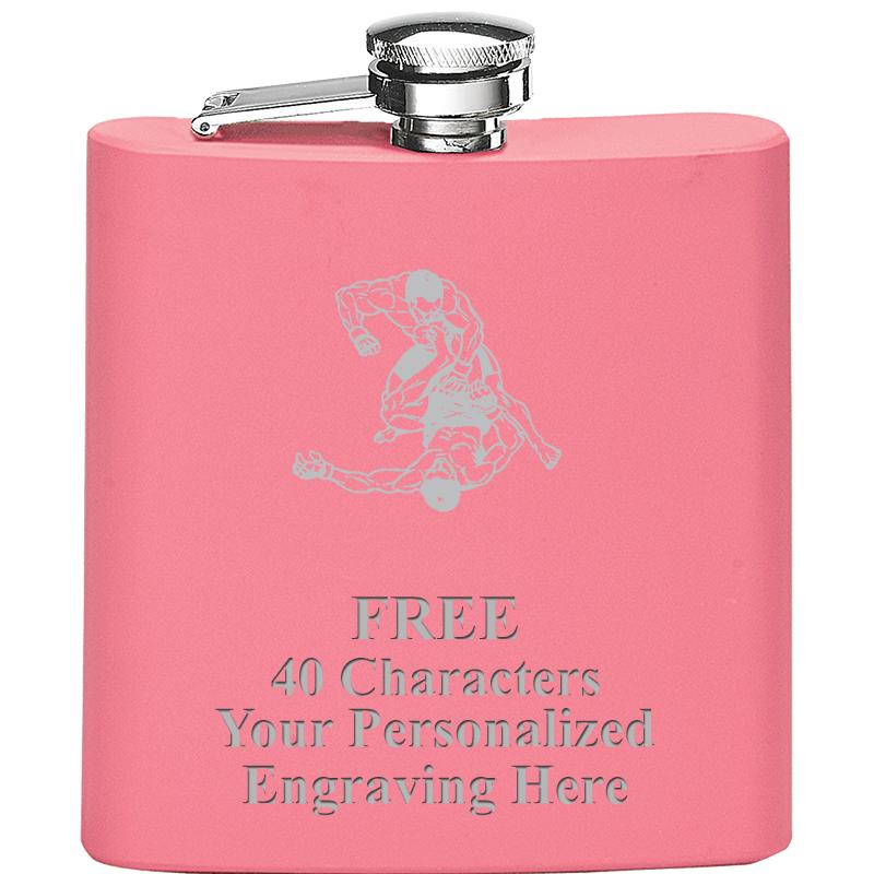 6OZ PINK STAINLESS STEEL FLASK