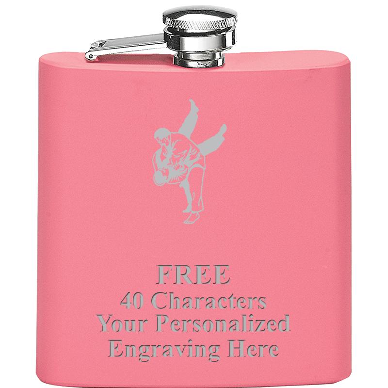 6OZ PINK STAINLESS STEEL FLASK