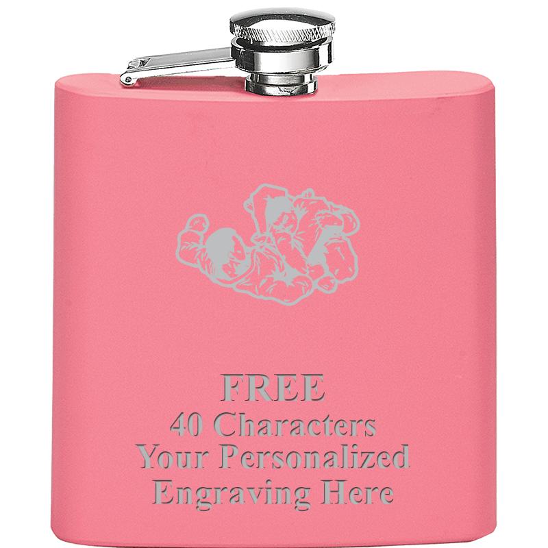 6OZ PINK STAINLESS STEEL FLASK
