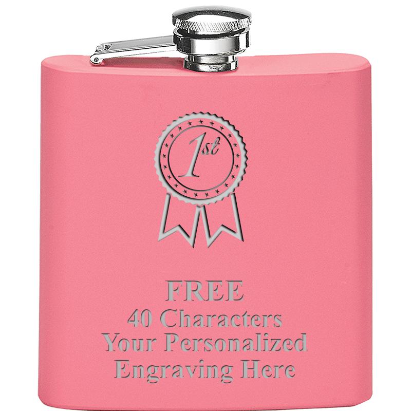 6OZ PINK STAINLESS STEEL FLASK