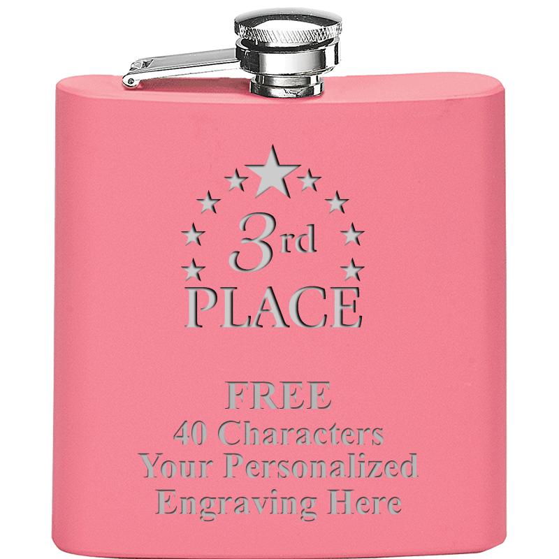 6OZ PINK STAINLESS STEEL FLASK