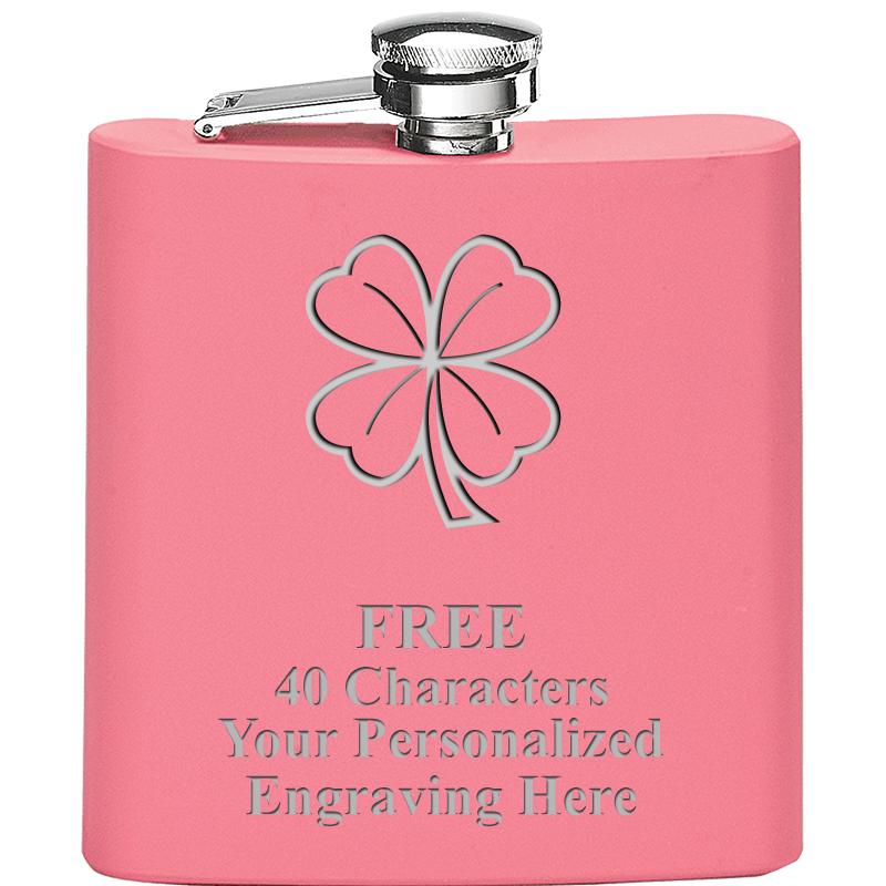 6OZ PINK STAINLESS STEEL FLASK