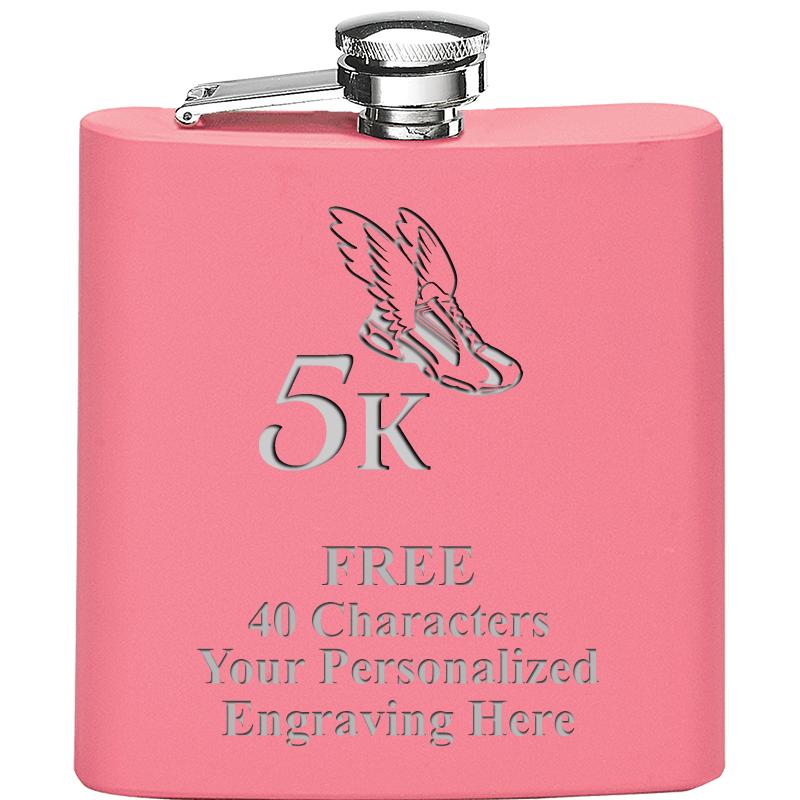 6OZ PINK STAINLESS STEEL FLASK