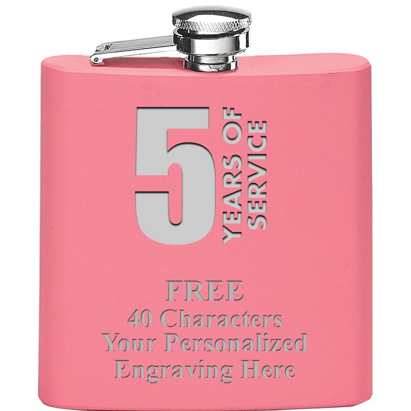 6OZ PINK STAINLESS STEEL FLASK