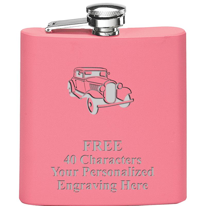 6OZ PINK STAINLESS STEEL FLASK