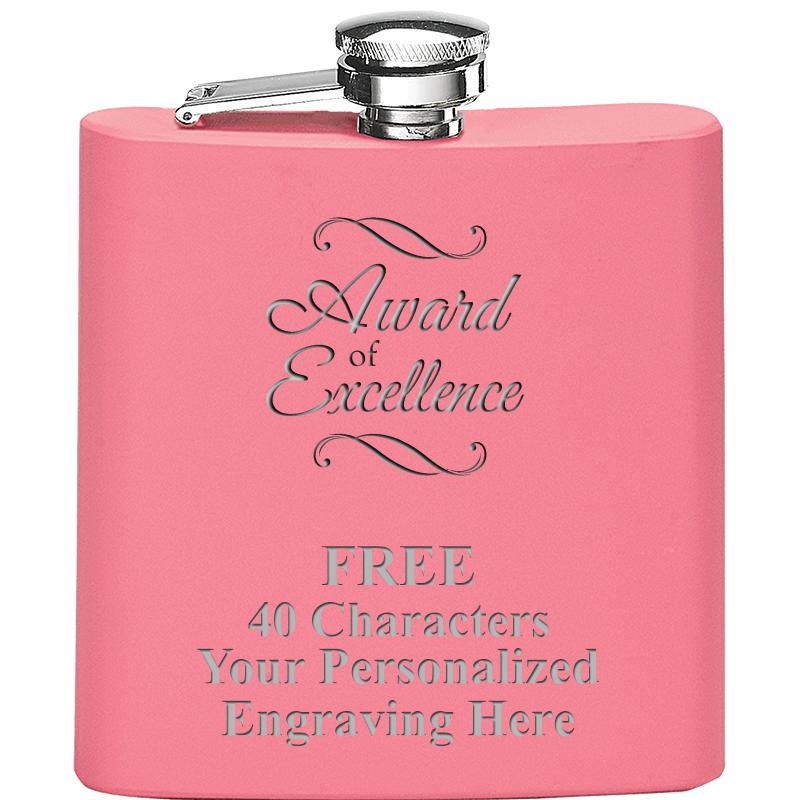 6OZ PINK STAINLESS STEEL FLASK
