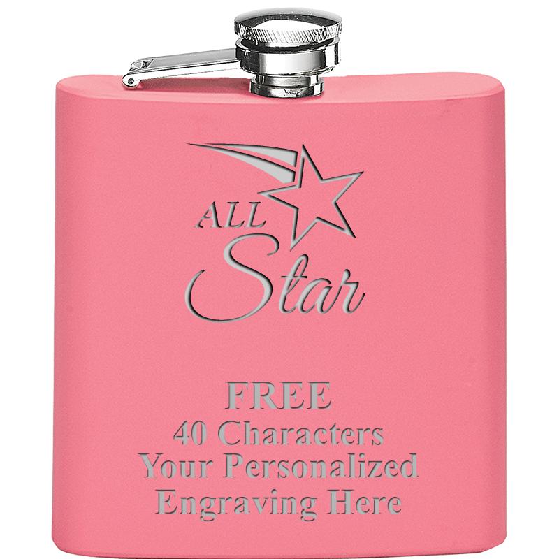 6OZ PINK STAINLESS STEEL FLASK