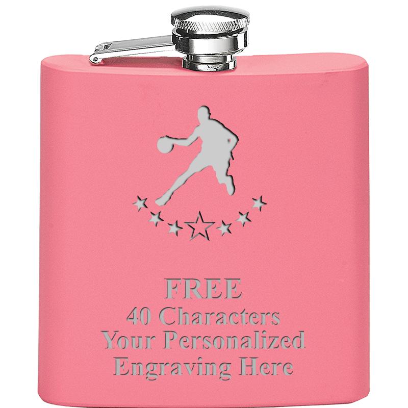6OZ PINK STAINLESS STEEL FLASK