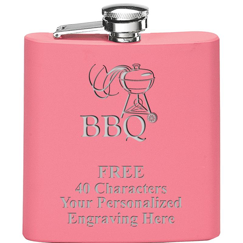 6OZ PINK STAINLESS STEEL FLASK