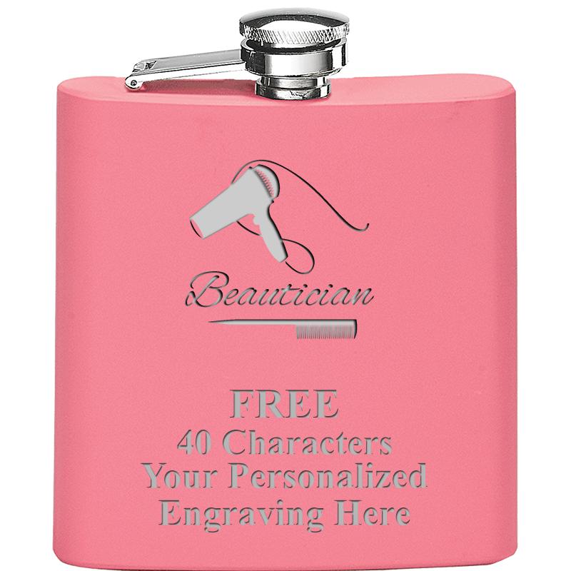 6OZ PINK STAINLESS STEEL FLASK
