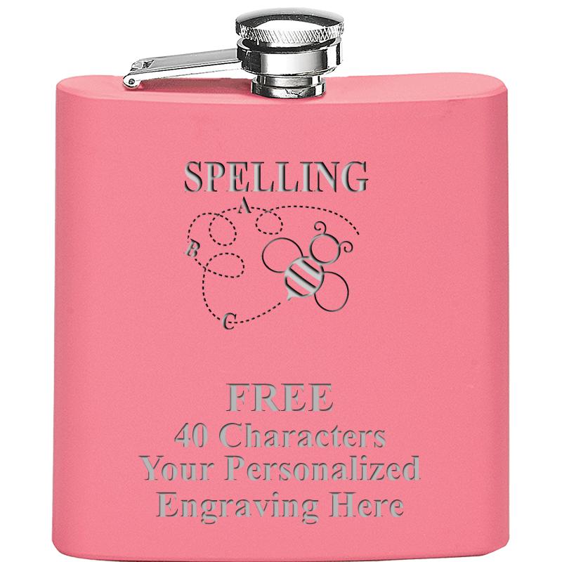 6OZ PINK STAINLESS STEEL FLASK