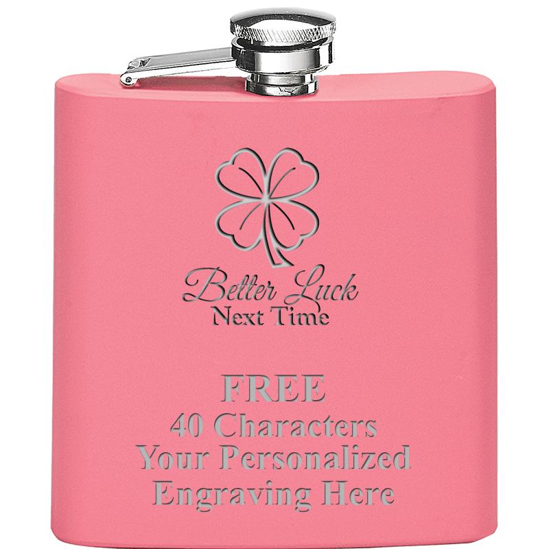 6OZ PINK STAINLESS STEEL FLASK