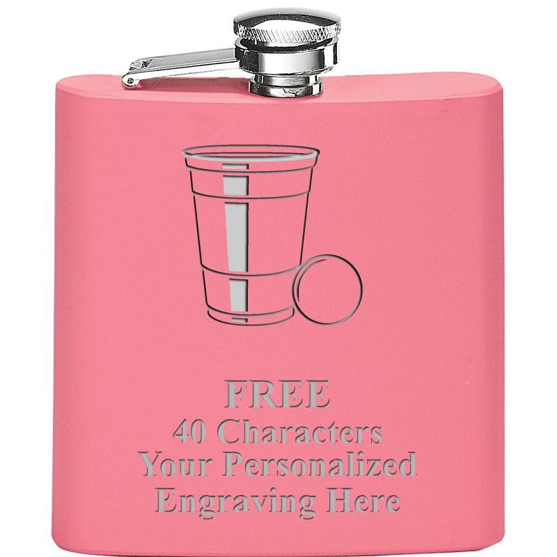 6OZ PINK STAINLESS STEEL FLASK