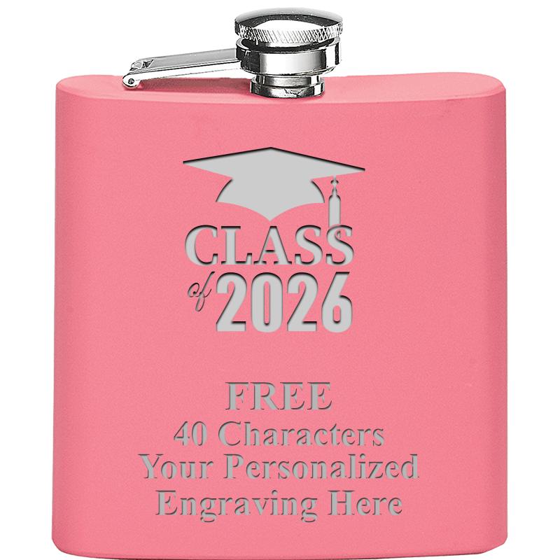 6OZ PINK STAINLESS STEEL FLASK