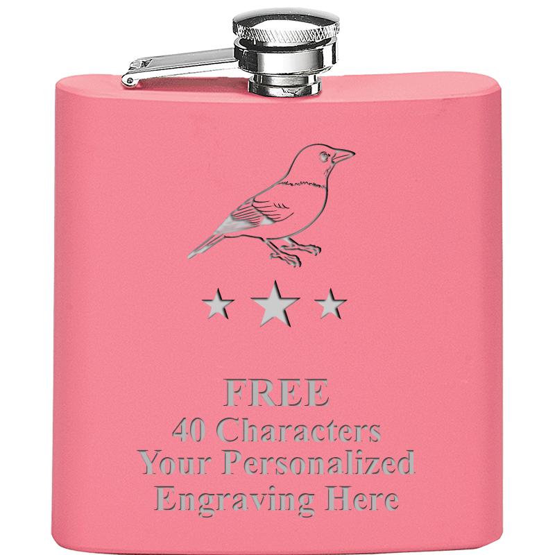 6OZ PINK STAINLESS STEEL FLASK